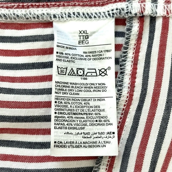 Old Navy Womens Top Blouse XXL Red White Blue Striped Boho Peasant Smocked New - Picture 8 of 12